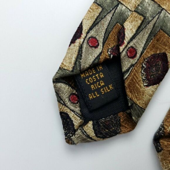 Colours Alexander Julian Geometric Green Silk Tie - Picture 4 of 6